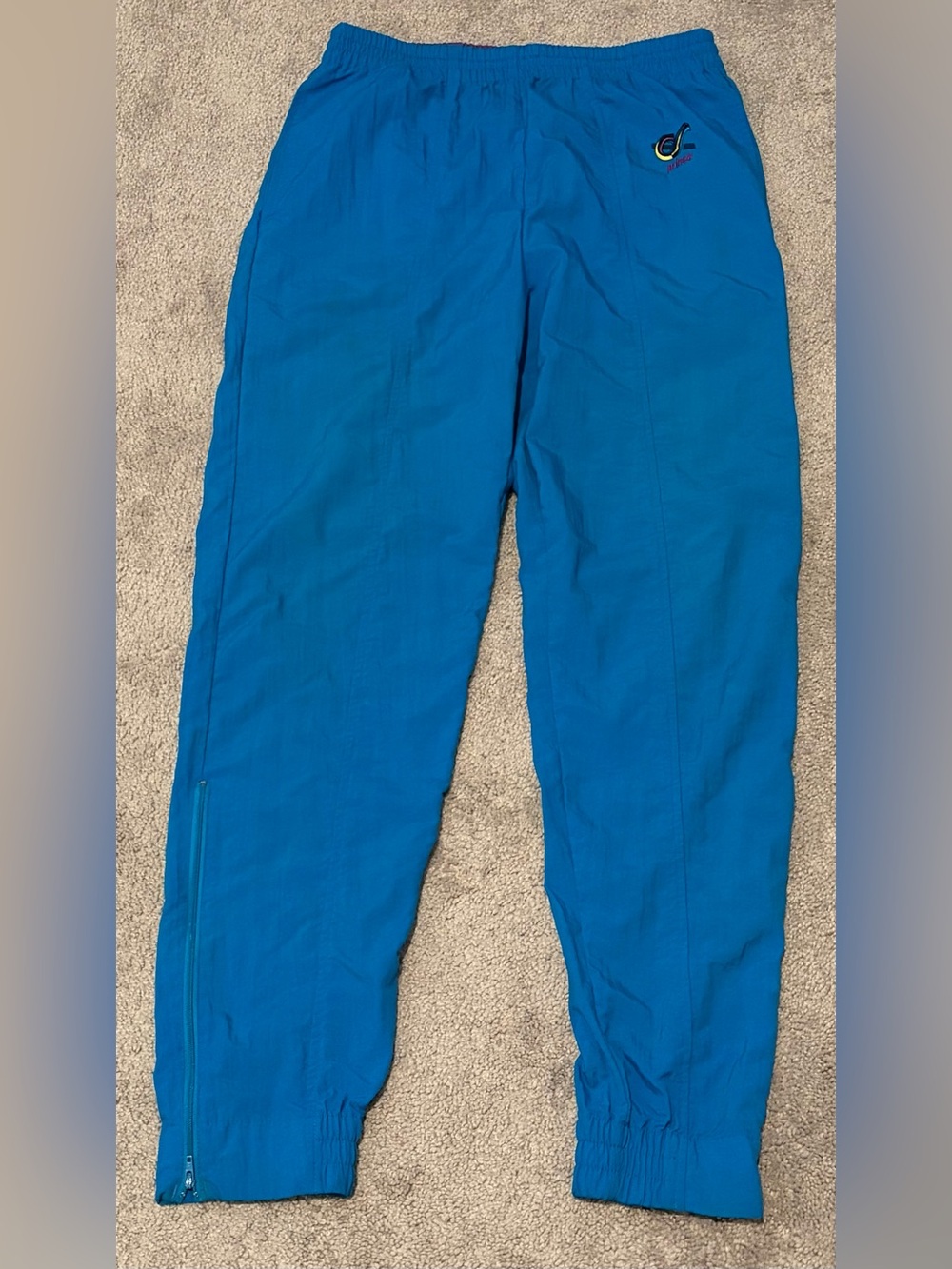 VTG Prince Blue Windbreaker Ankle Zip Pants Size Small (29x29) Drawstring Waist